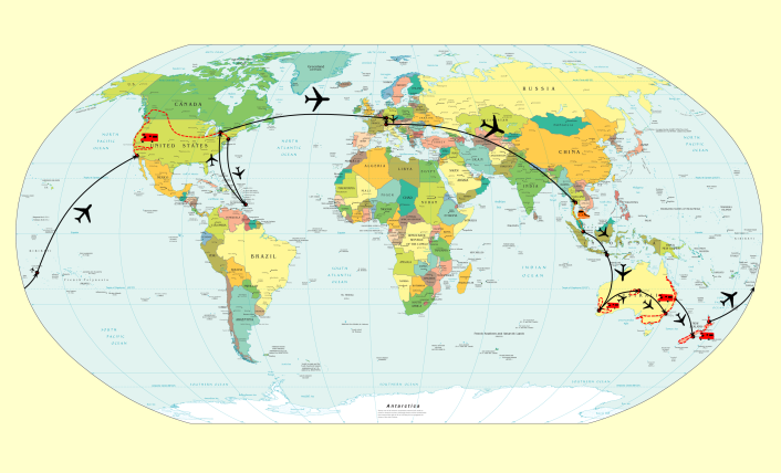 Weltkarte Route
